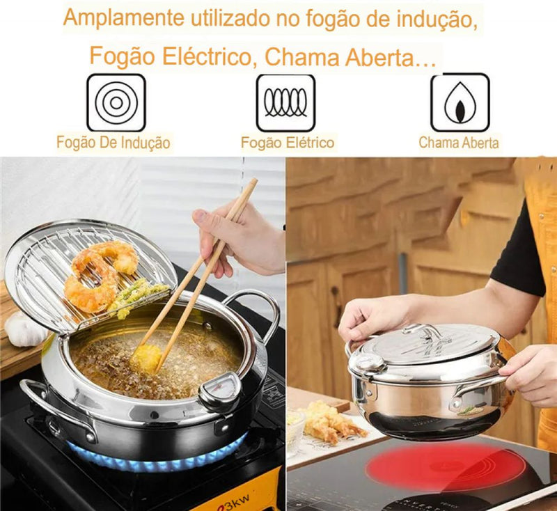 Panela Japonesa com Termômetro de Aço Inoxidável