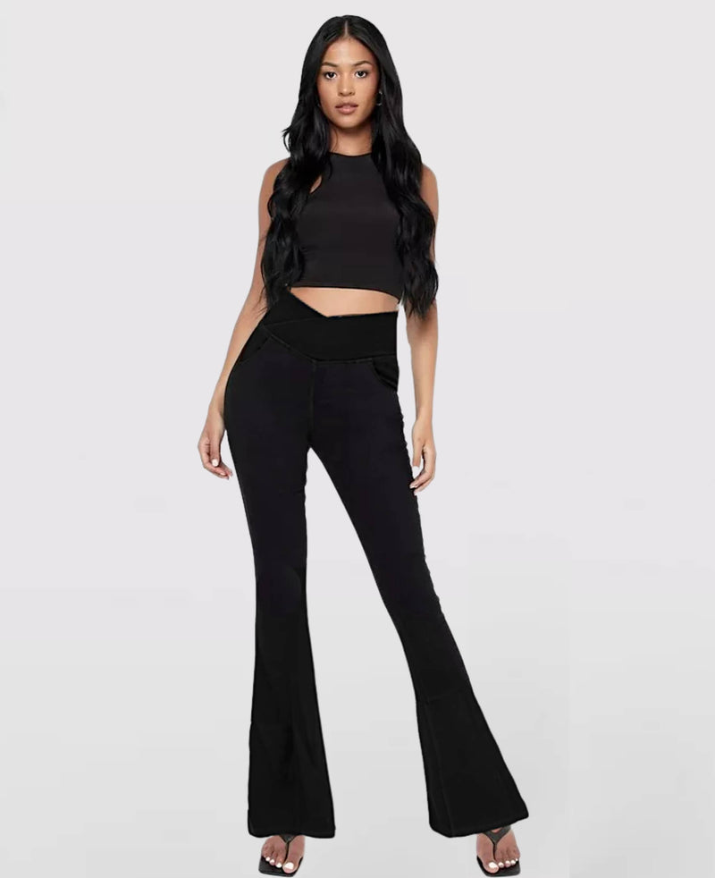 Calça Jeans Mab Wide Leg - Cintura Alta Cruzada