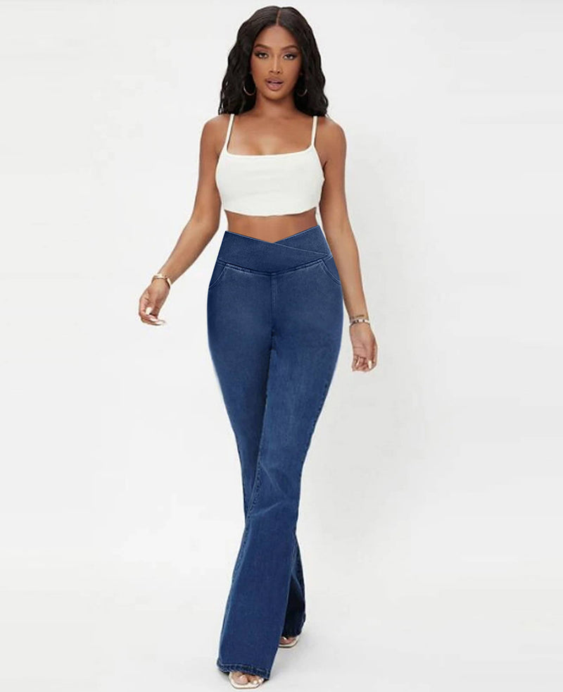 Calça Jeans Mab Wide Leg - Cintura Alta Cruzada