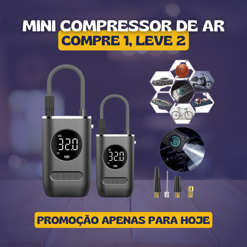 [ÚLTIMAS UNIDADES] Compressor de Ar Portátil Recarregável para Carros [COMPRE 1, LEVE 2]